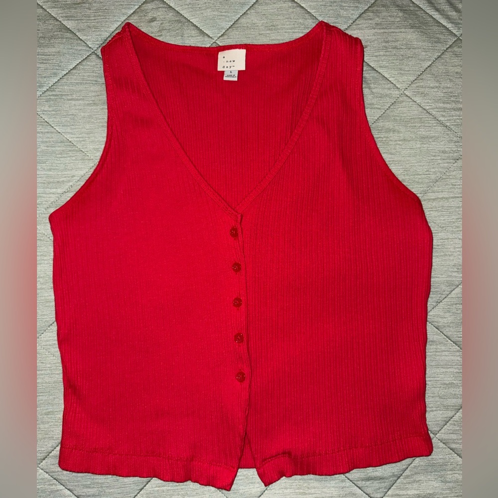 a new day Red V-Neck Tank Top